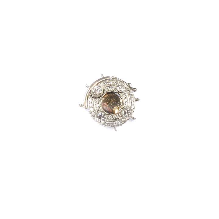 Art Deco diamond set circle cluster clasp with fittings for three rows